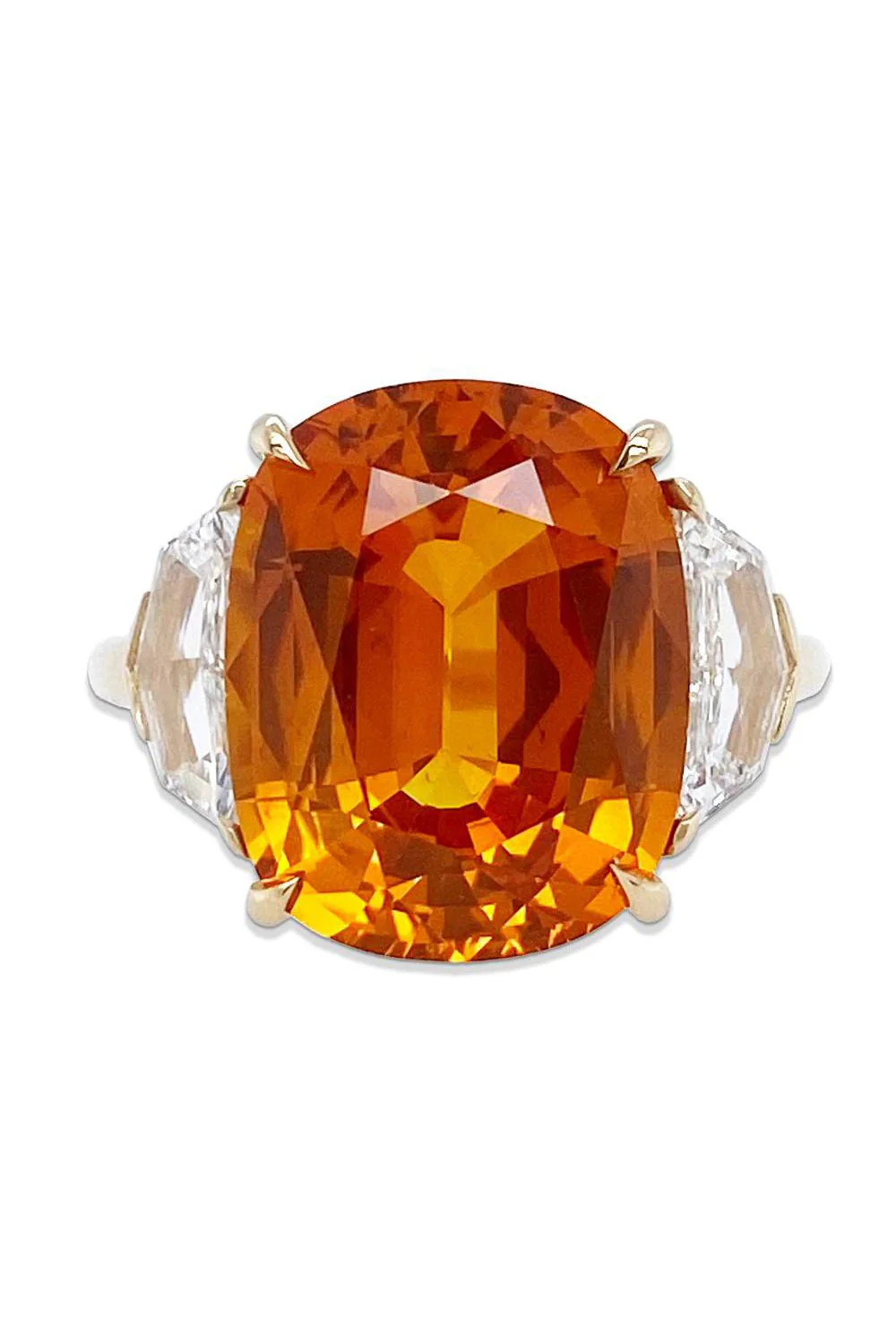Orange Sapphire Diamond Ring