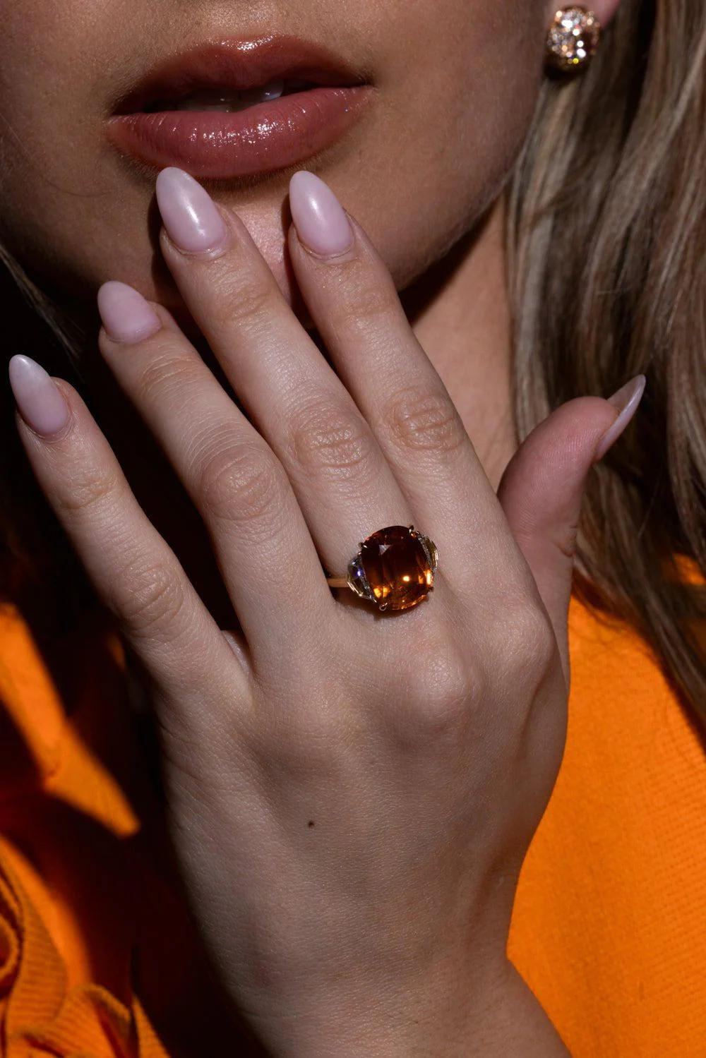 Orange Sapphire Diamond Ring - Image 3