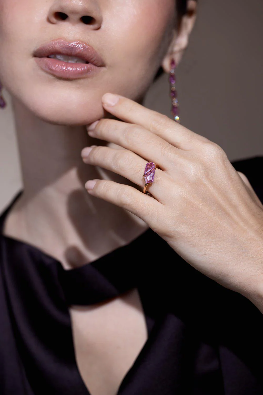 Pink Sapphire Diamond Ring - Image 5