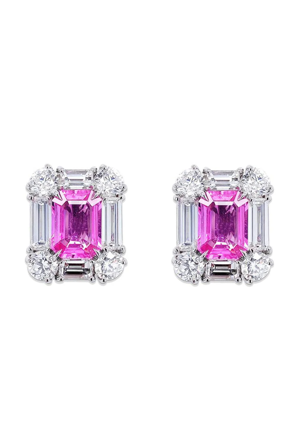 Pink Sapphire Diamond Earrings