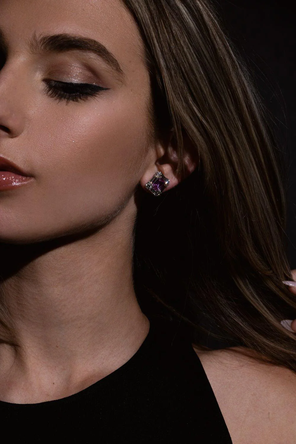 Pink Sapphire Diamond Earrings - Image 3