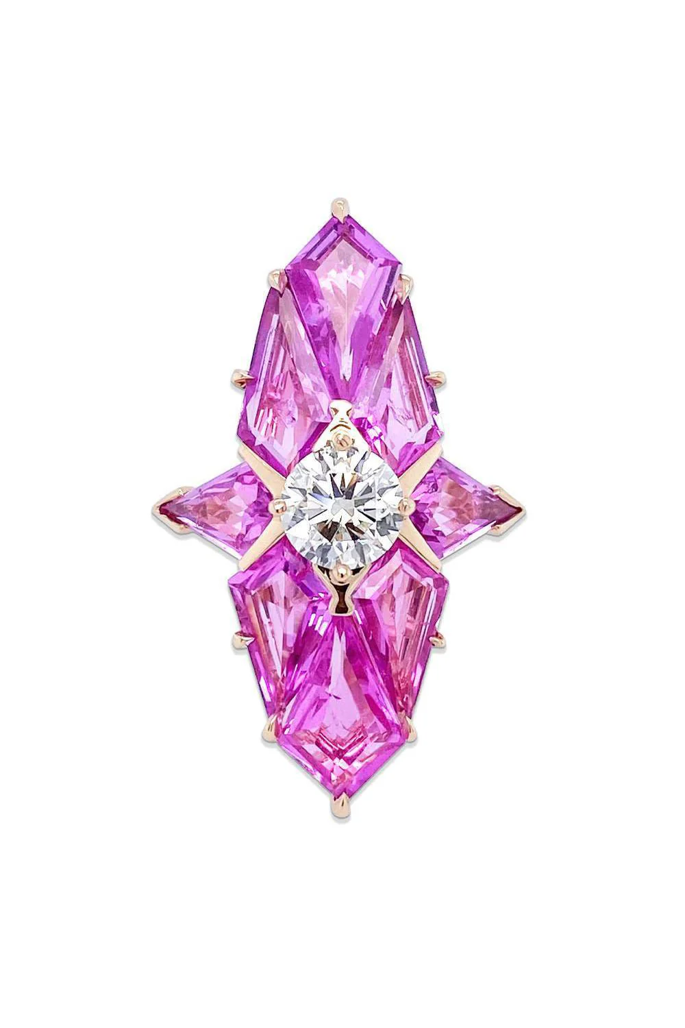 Pink Sapphire Diamond Kite Ring