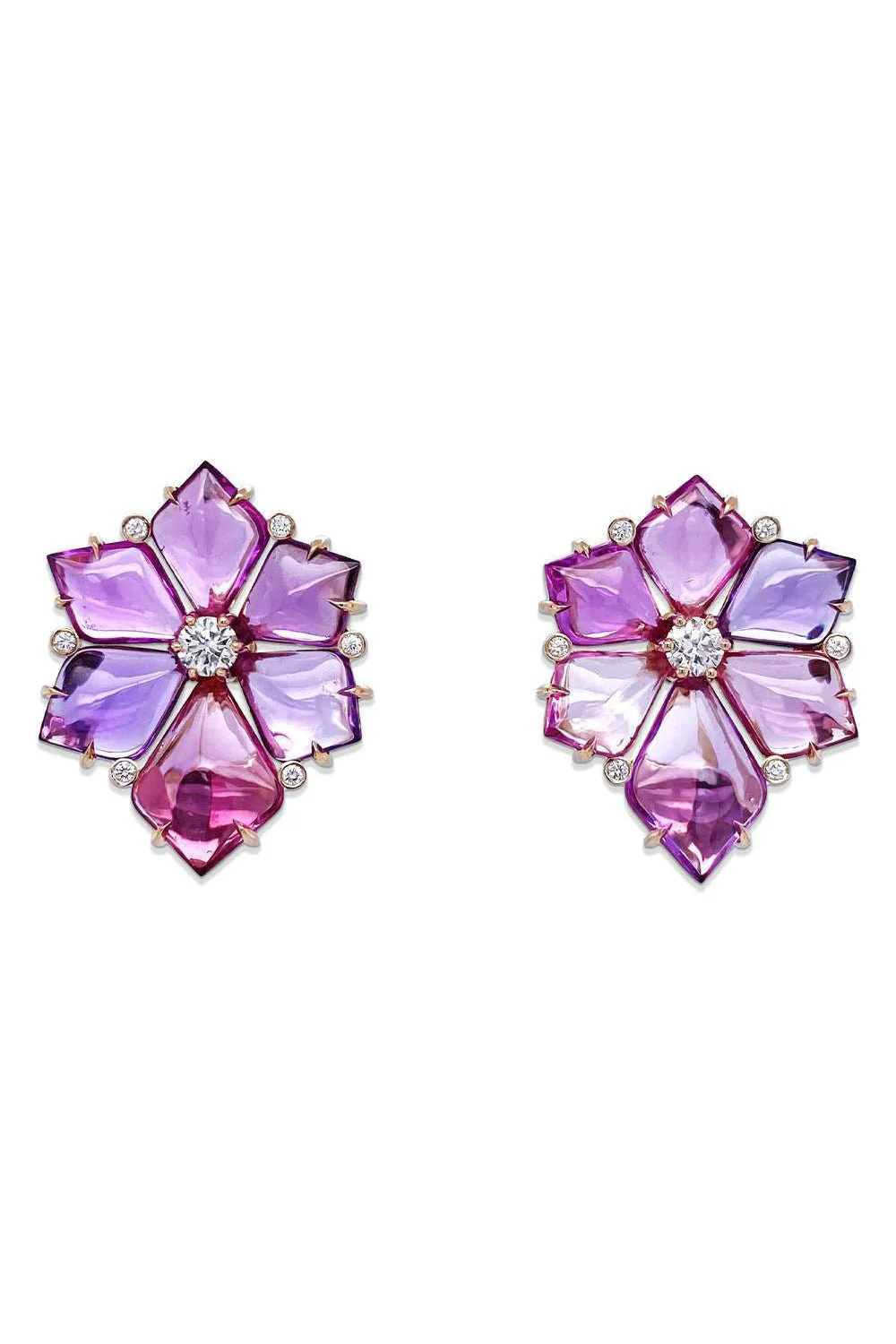 Purple Sapphire Diamond Earrings