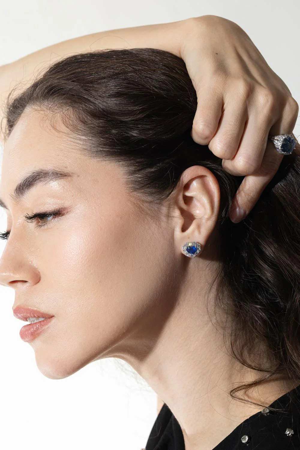 Sapphire Diamond Heart Earrings - Image 2