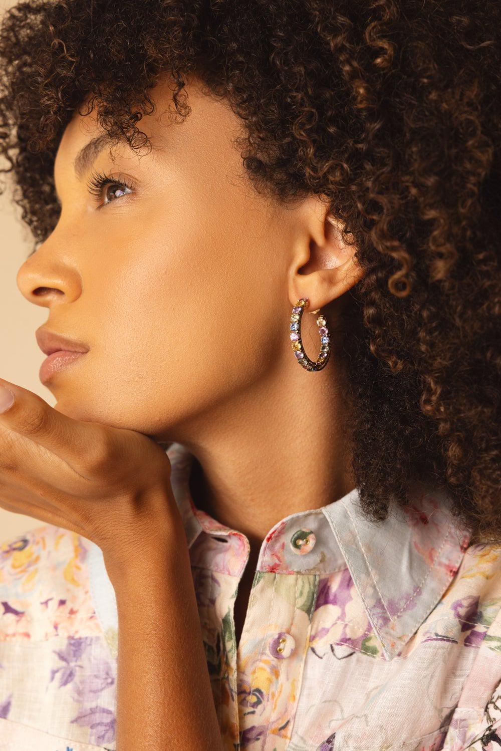 Small Multicolor Sapphire Hoop Earrings - Image 4