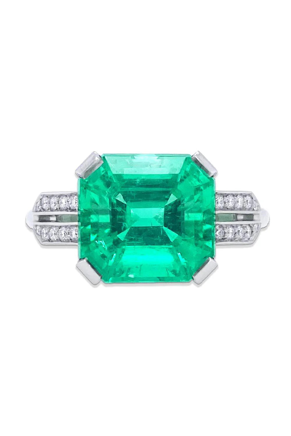 Square Emerald Diamond Ring