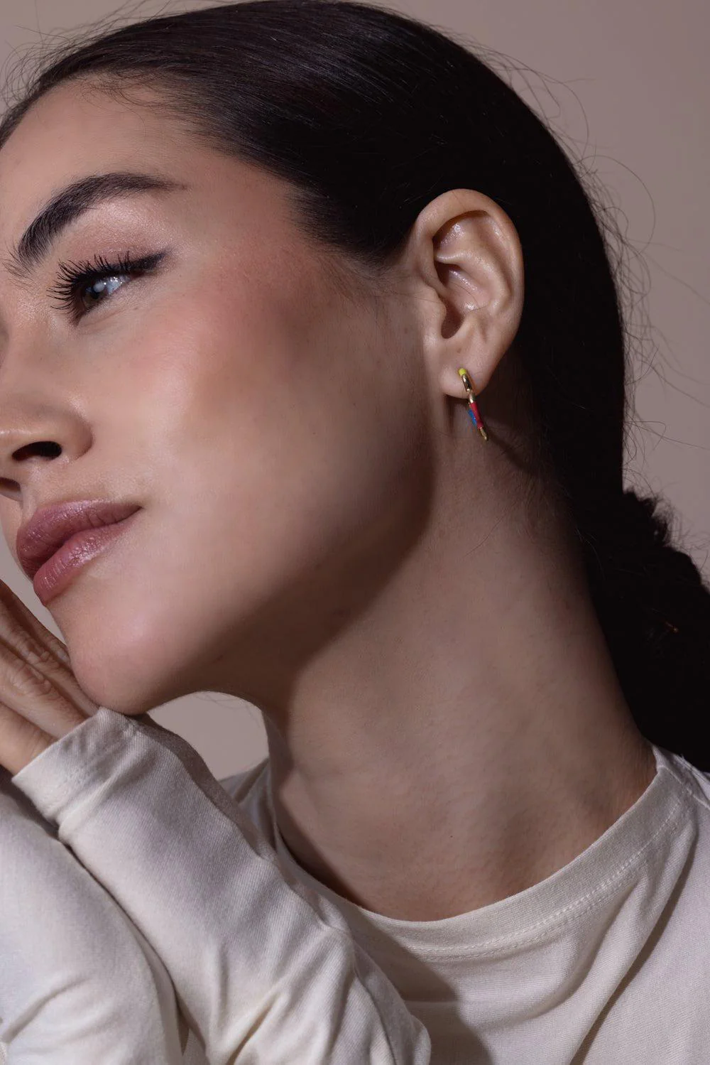 B Multi Mini Hoop Earrings - Image 3
