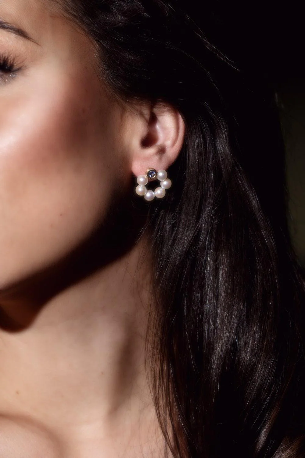Grotto Pearl Tanzanite Earrings - Image 2