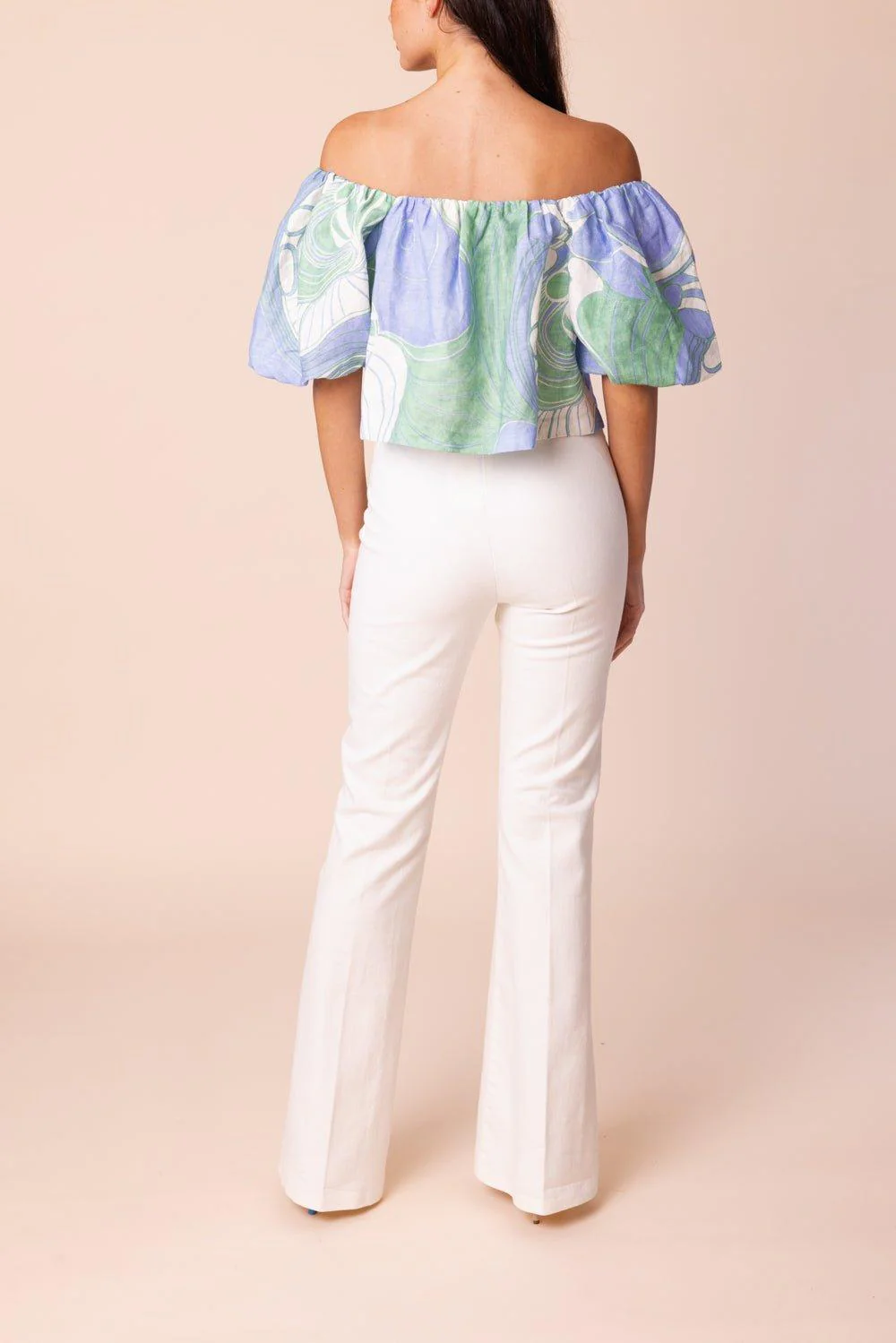 Bellini Denim Flare Pant - White - Image 3