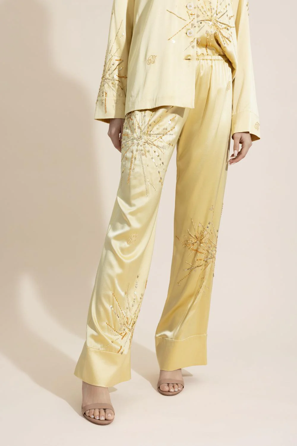 Louis Pyjama Pants - Gold Yellow Sparkle - Image 3