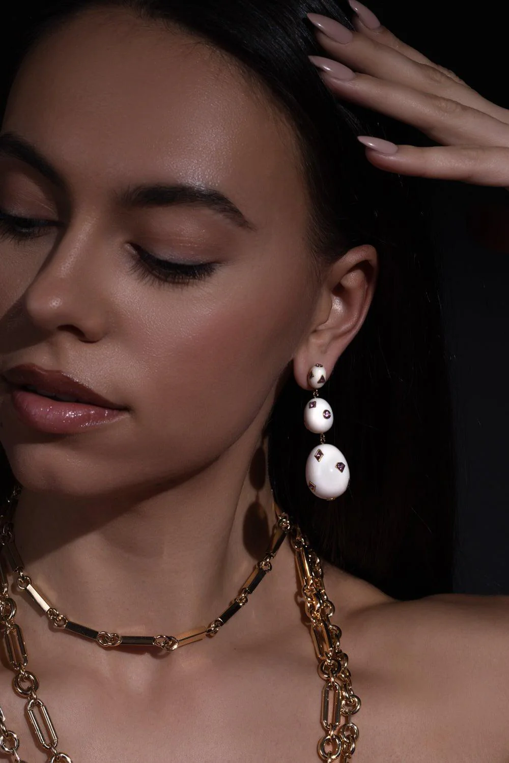 Pop Art Pink Sapphire Earrings - Image 3