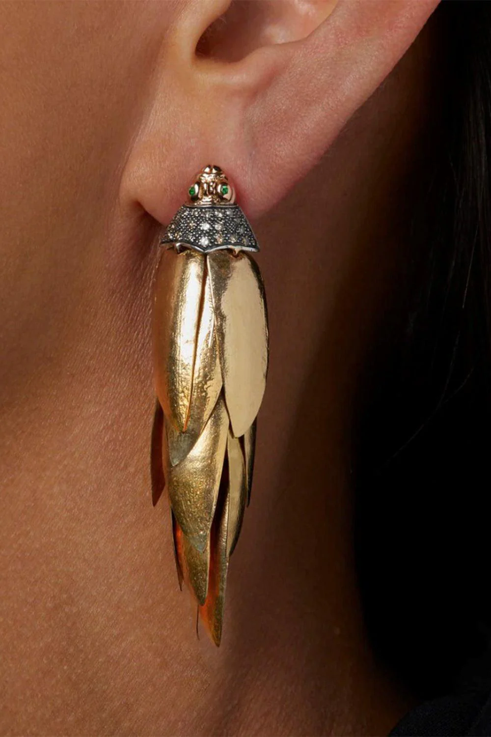 Scarab Bunch Gold Earrings - Image 4