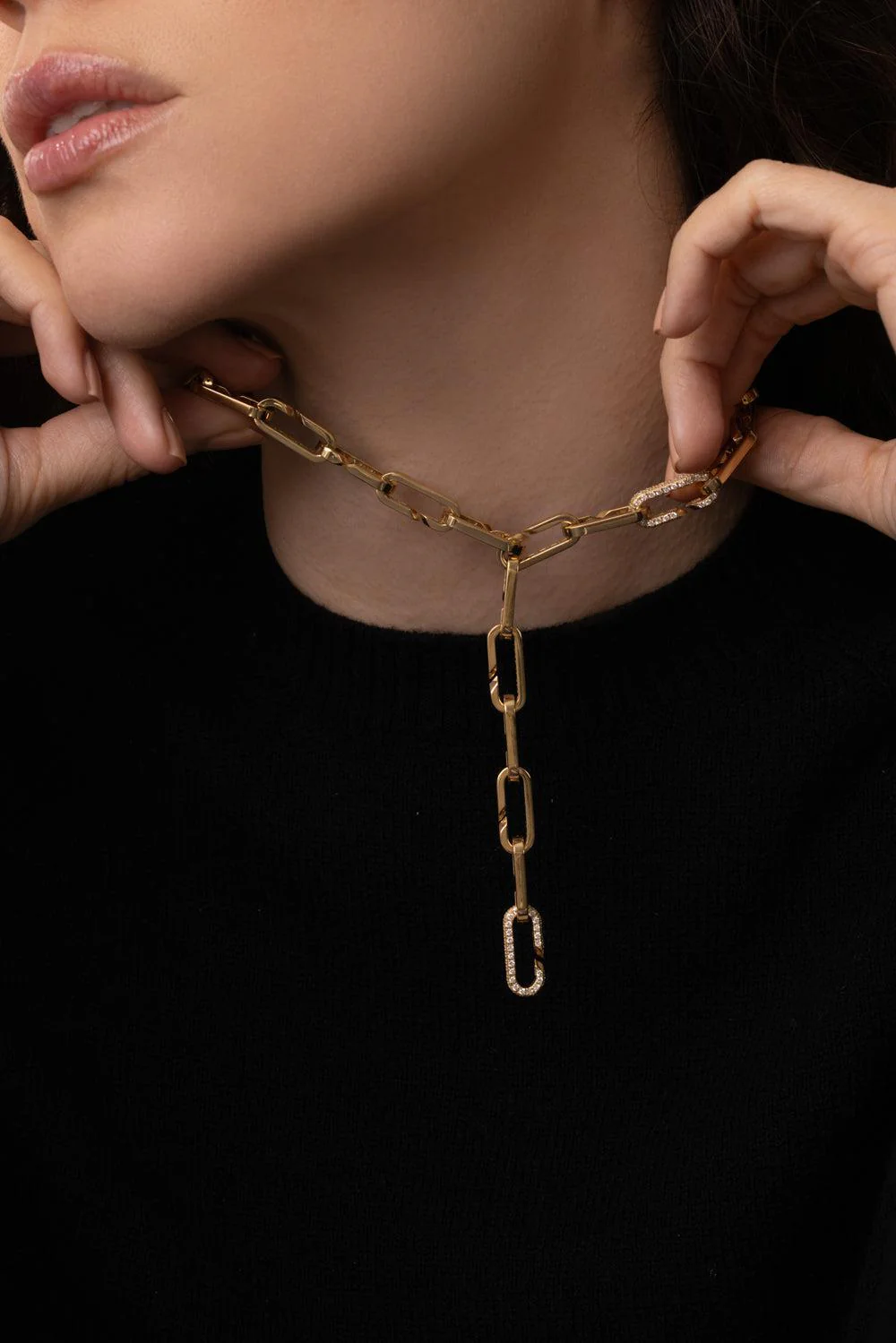 Diamond Open Link Paperclip Pendant - Image 2