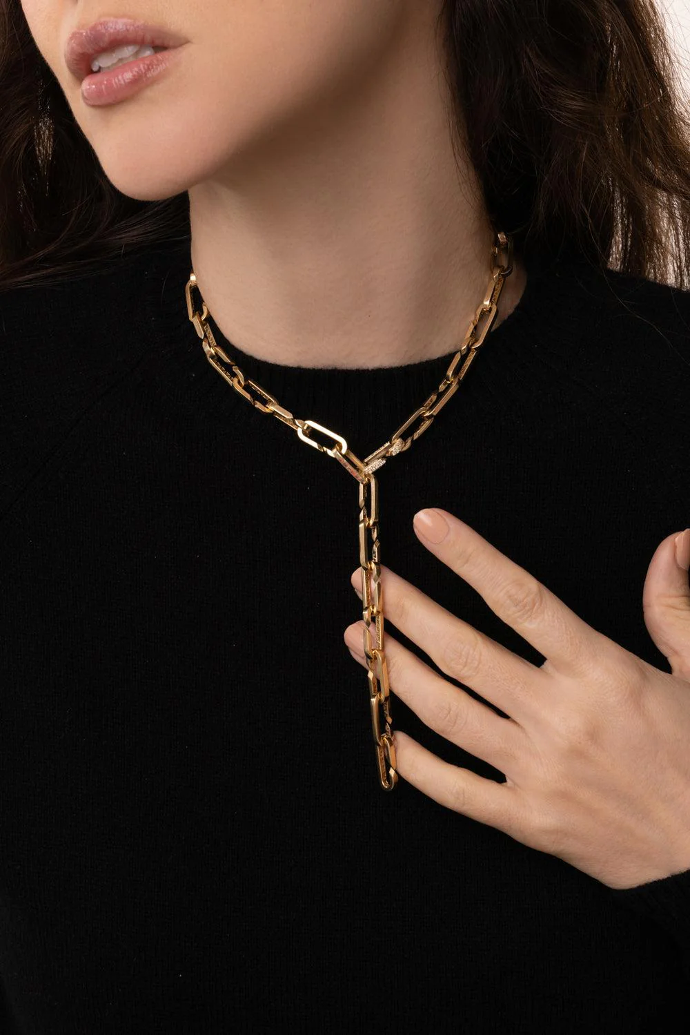Diamond Open Link Paperclip Pendant - Image 3