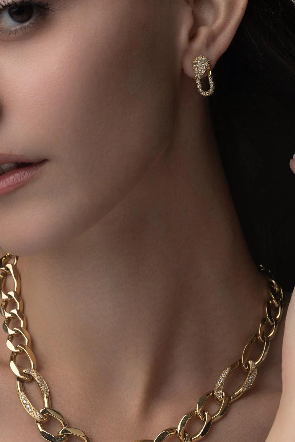 Full Diamond Link Earrings - Image 3