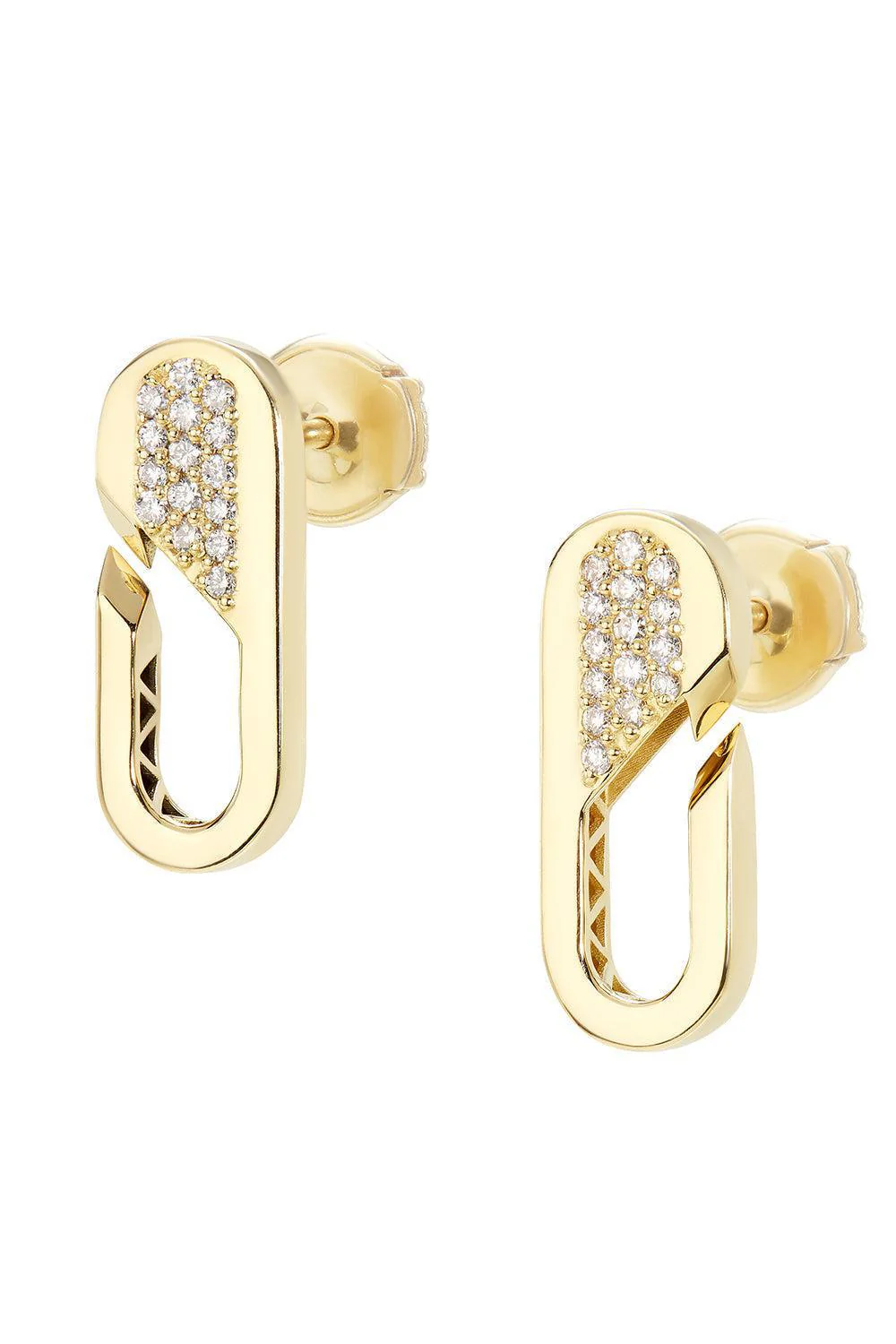 Partial Diamond Small Link Earrings - Image 5