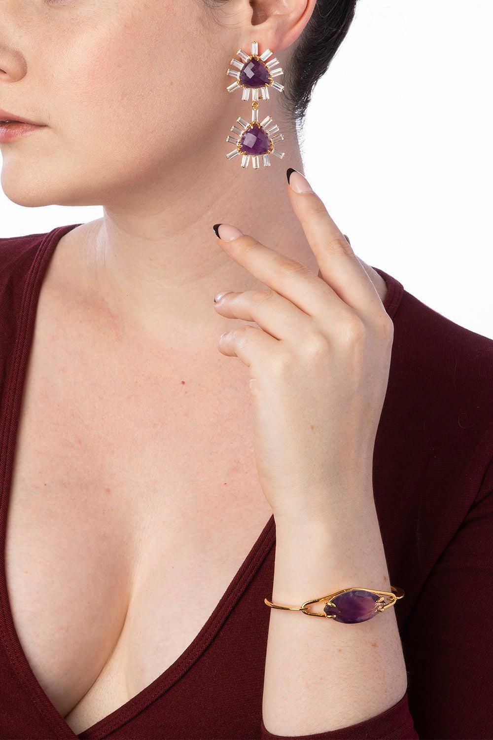 Amethyst Cz Baguette Earrings - Image 2