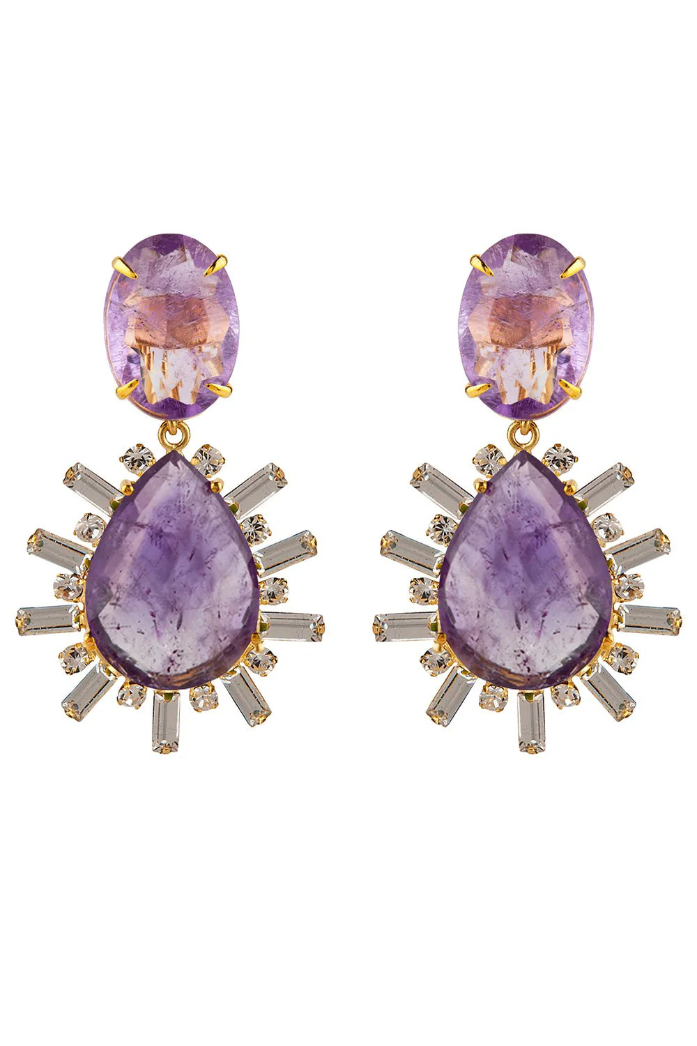 Amethyst Oval Top Earrings