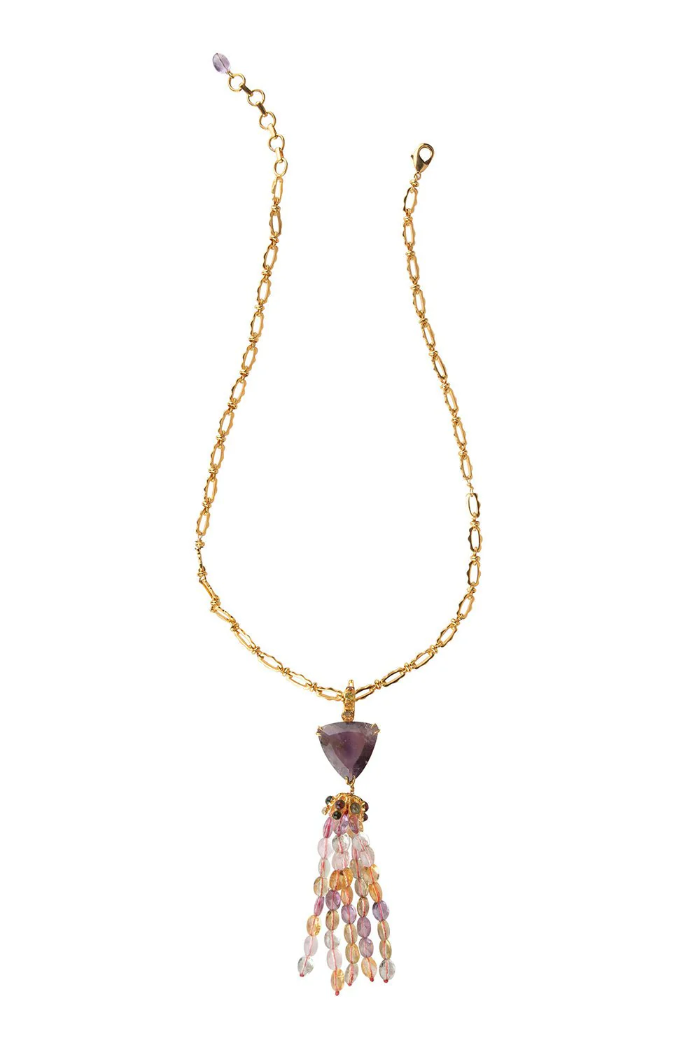 Amethyst Quartz Tassel Pendant Necklace