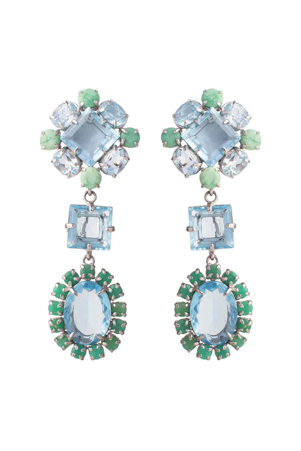 Blue Quartz Chrysoprase Drop Earrings