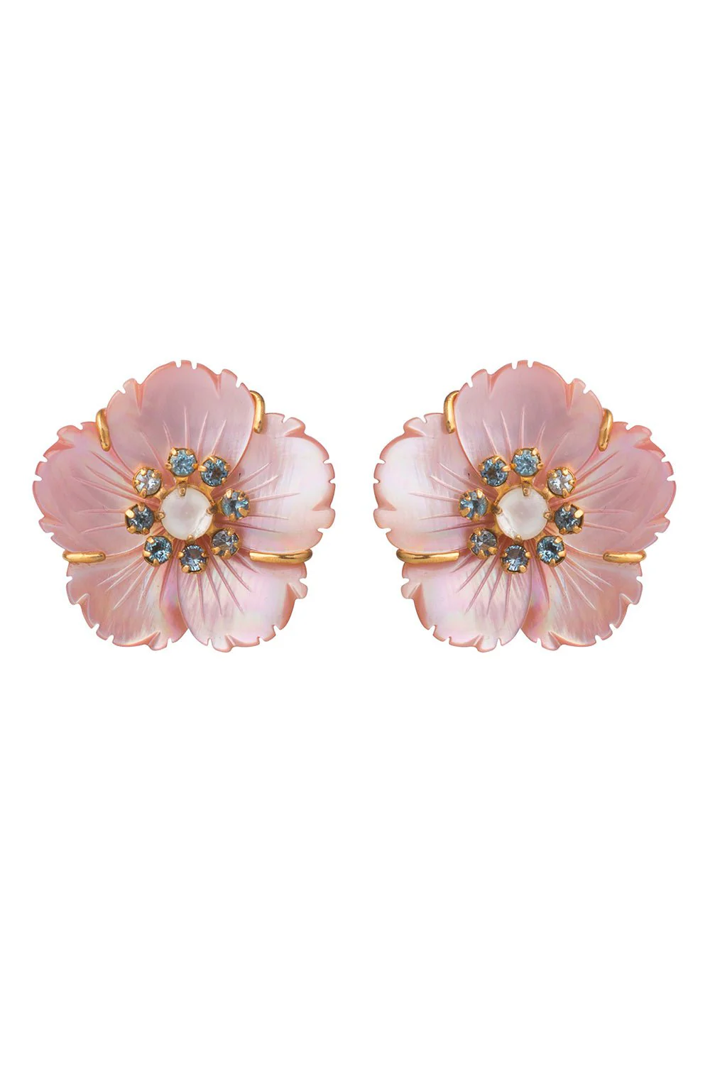 Blue Quartz Pearl Flower Earrings