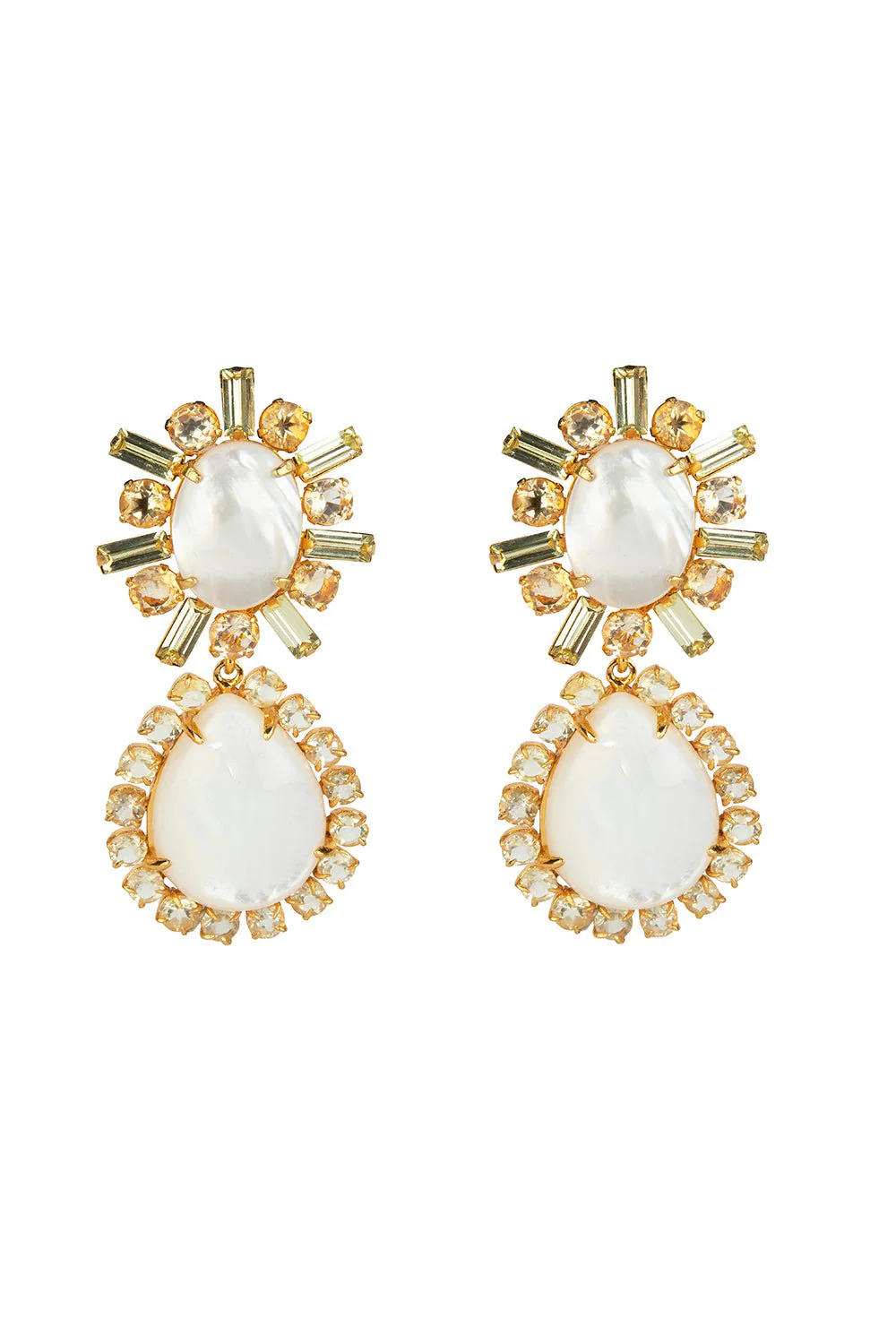 Citrine Baguette Oval Earrings