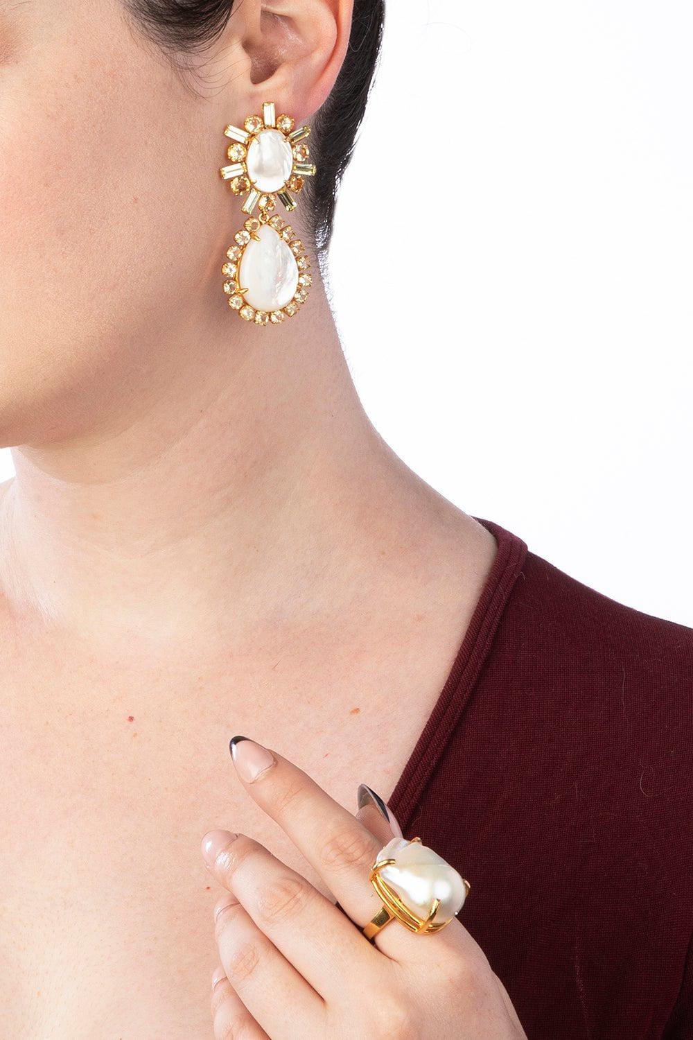 Citrine Baguette Oval Earrings - Image 2