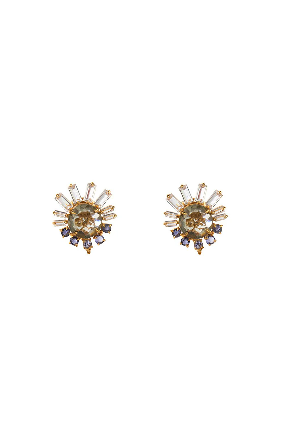 Clear Quartz Green Amethyst Earrings - Image 3