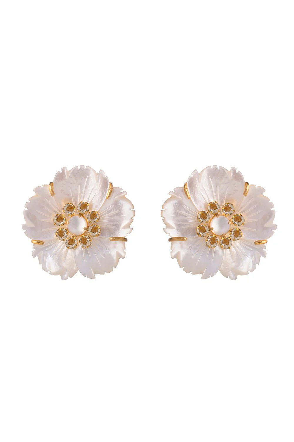 Clear Quartz Pearl Flower Earrings