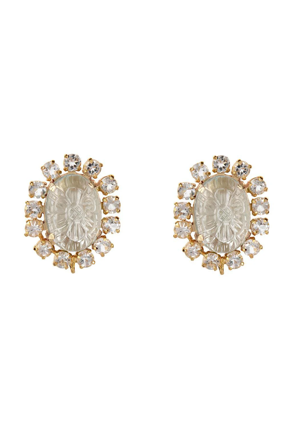 Clear Quartz White Topaz Alondra Stud Earrings