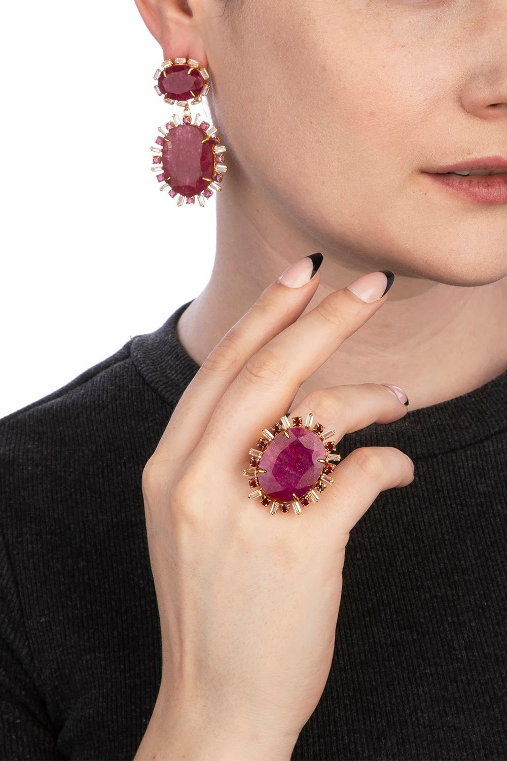 Corrundum Baguette Oval Earrings - Image 2