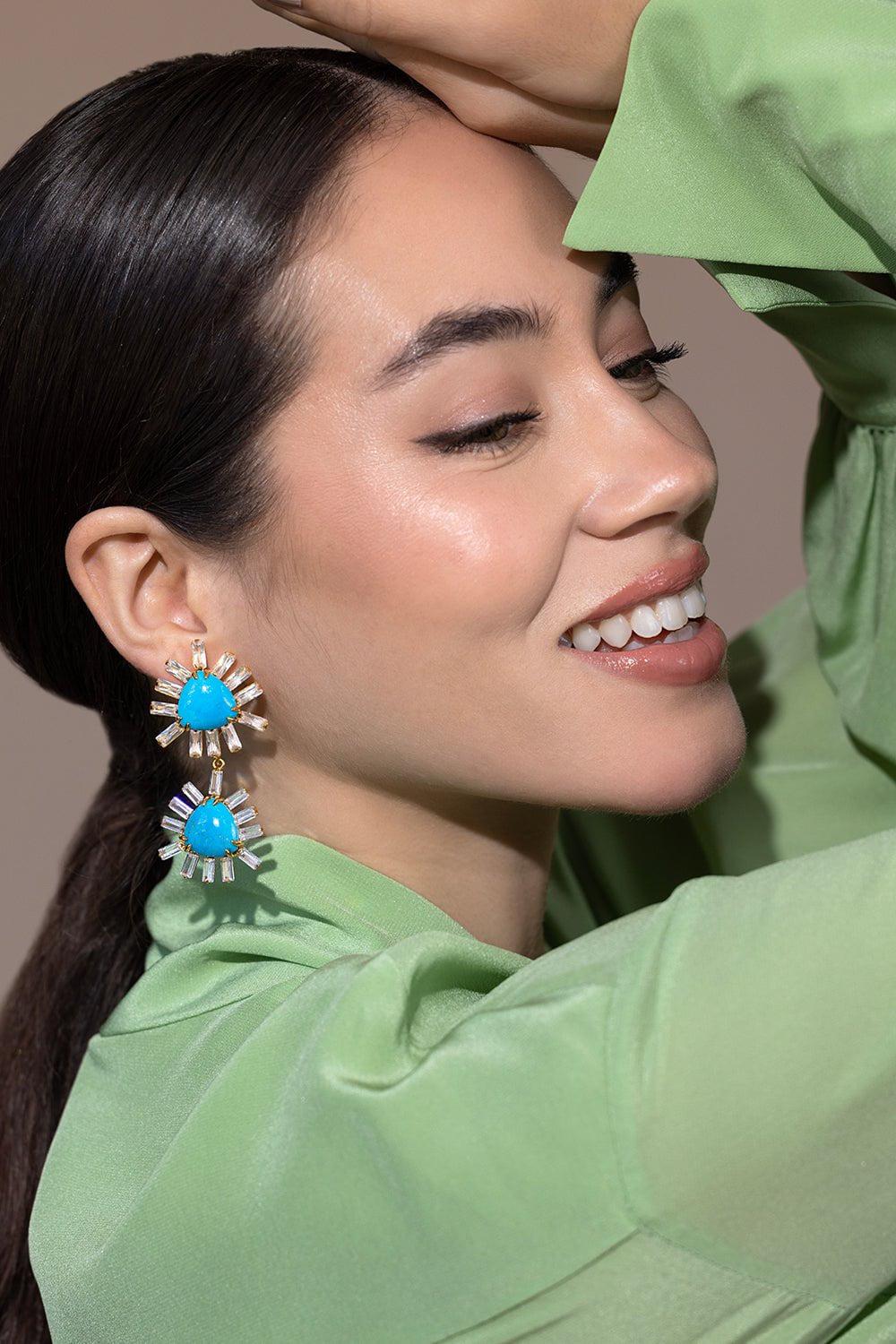 Double Trillion Baguette Earrings - Image 3