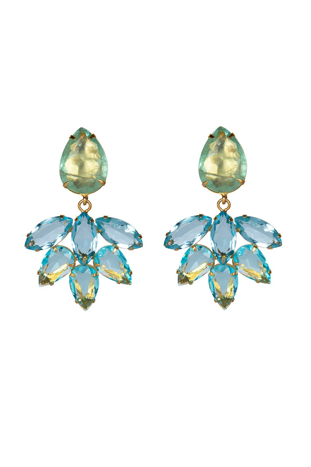 Fluorite Quartz Pear Marquise Earrings