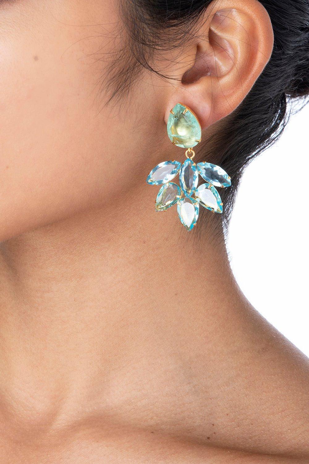 Fluorite Quartz Pear Marquise Earrings - Image 2