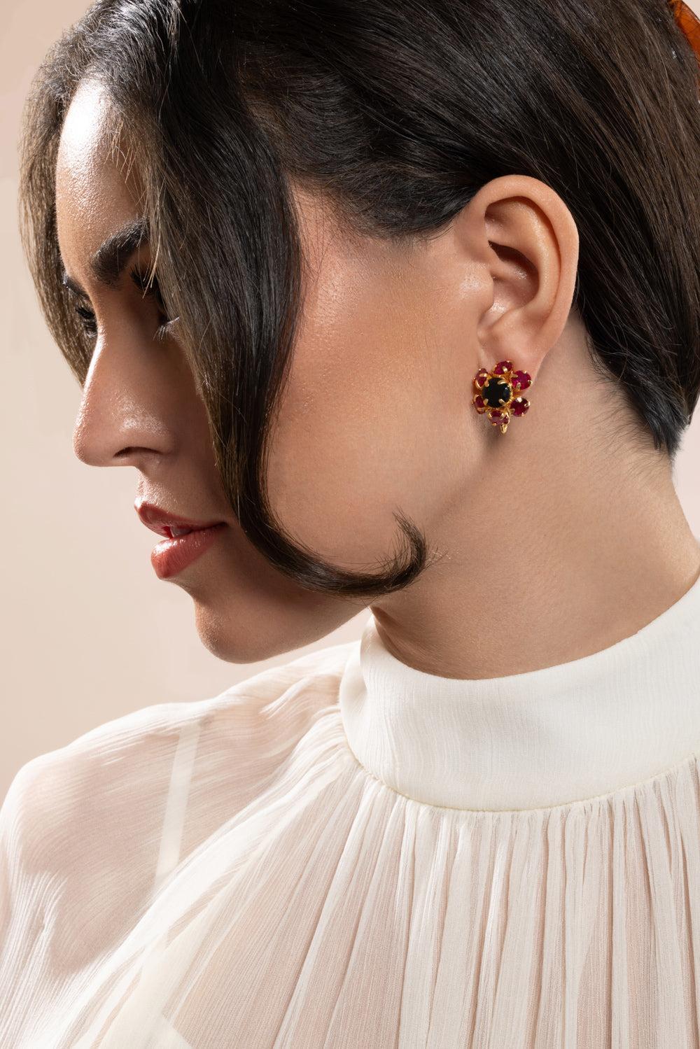Fuchsia Quartz Onyx Gaiana Stud Earrings - Image 3