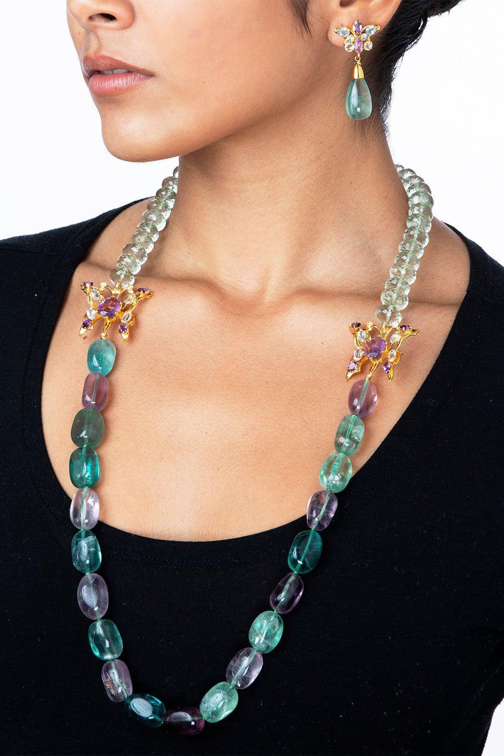 Green Amethyst Fluorite Butterfly Necklace - Image 2