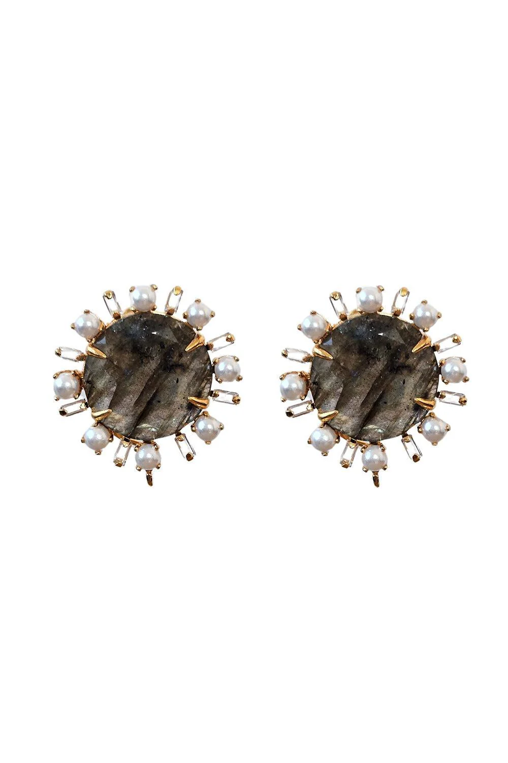 Labradorite Pearl Anya Stud Earrings