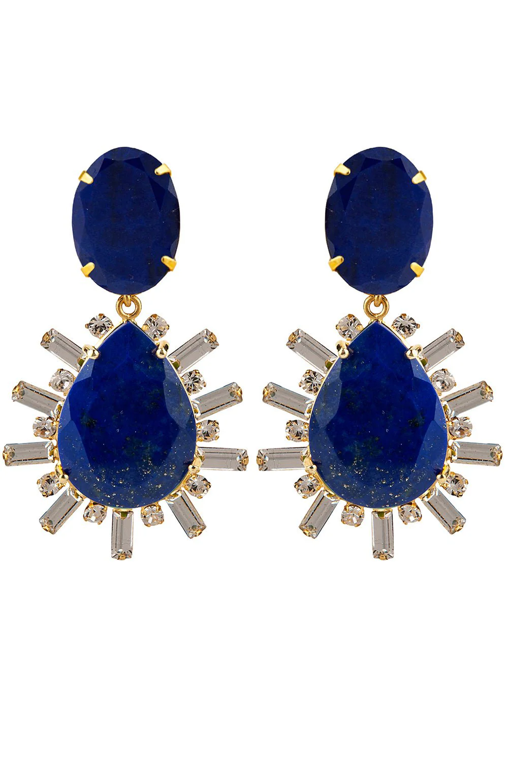 Lapis Baugette Drop Earrings