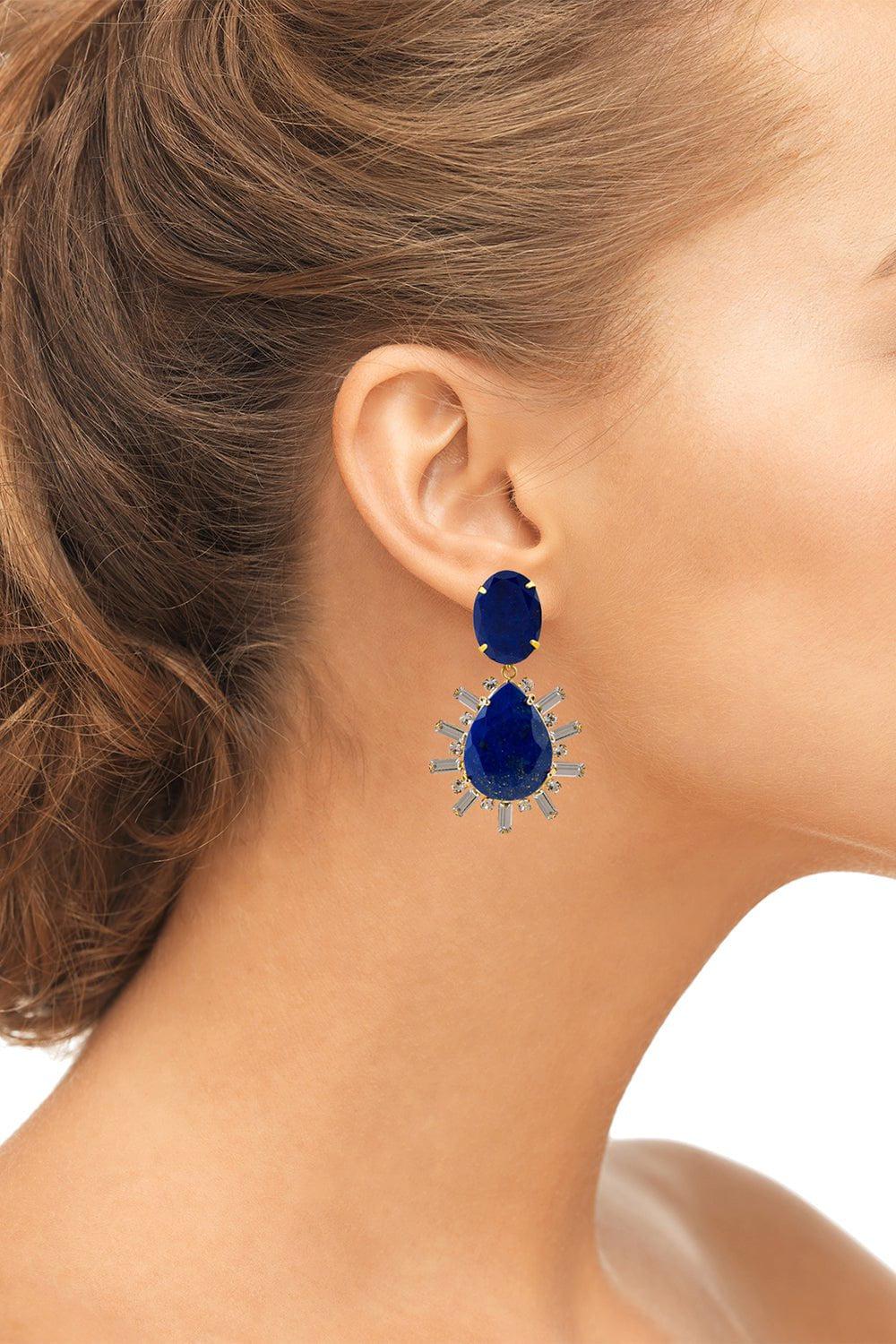 Lapis Baugette Drop Earrings - Image 2