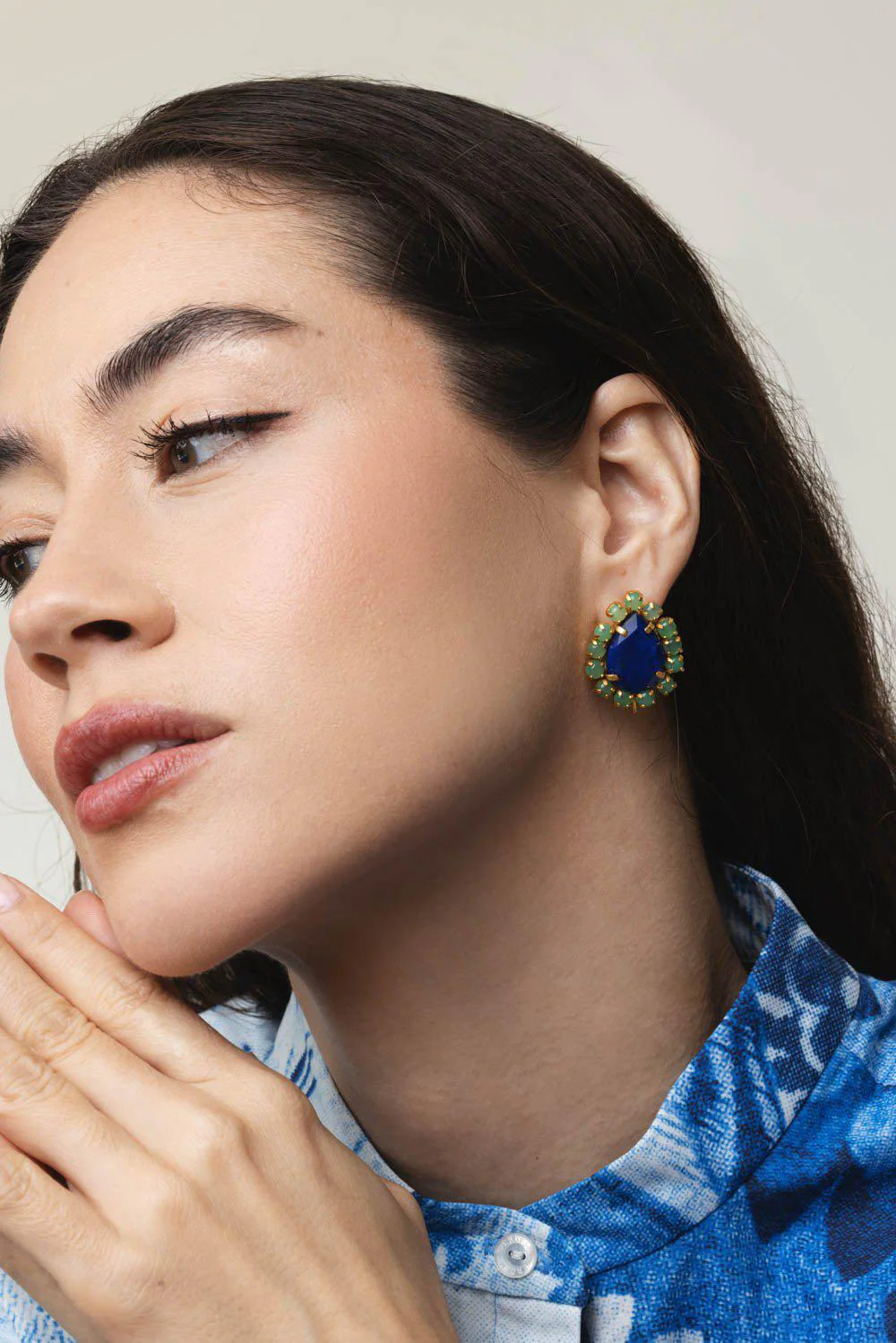 Lapis Chrysoprase Earrings - Image 2