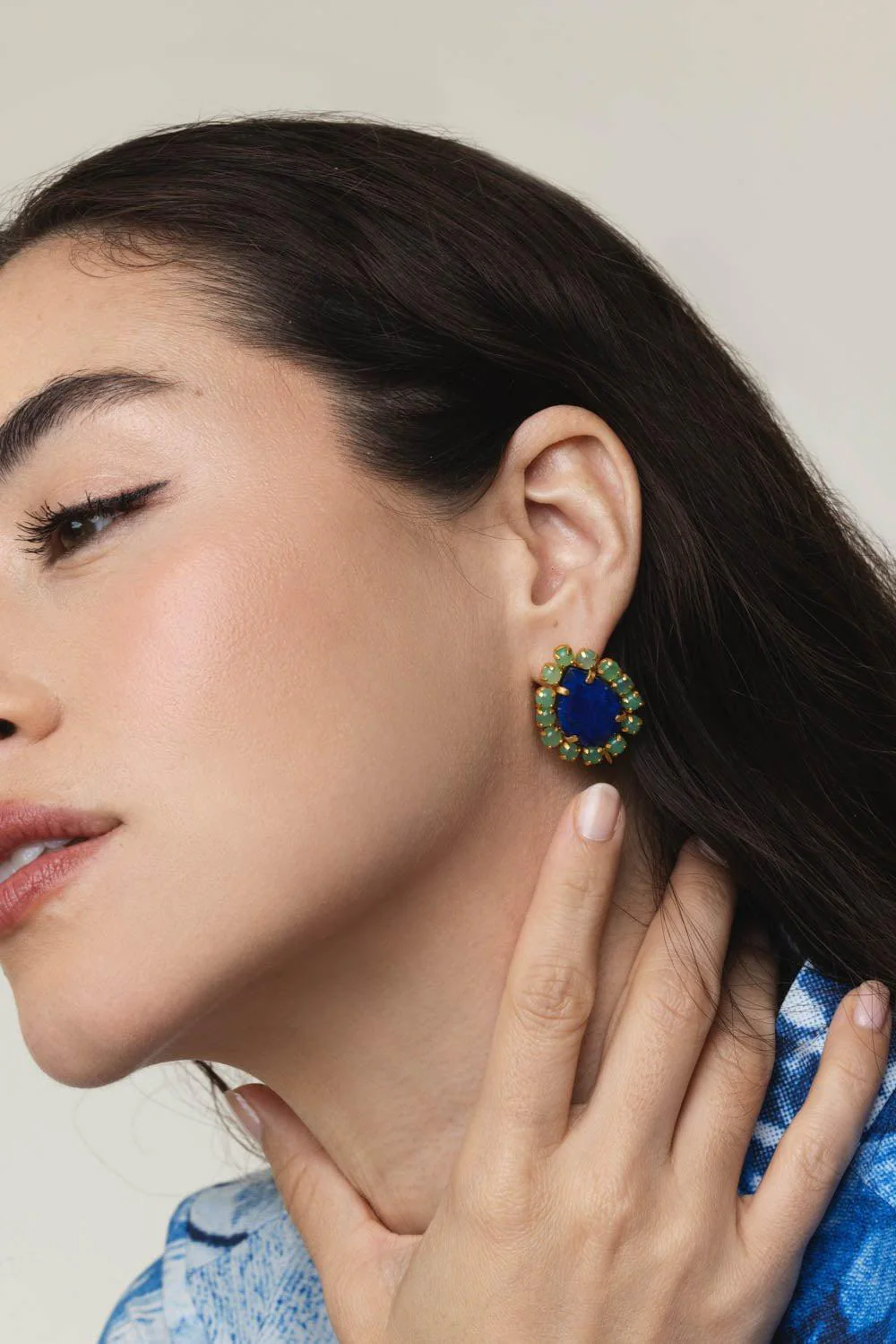 Lapis Chrysoprase Earrings - Image 3