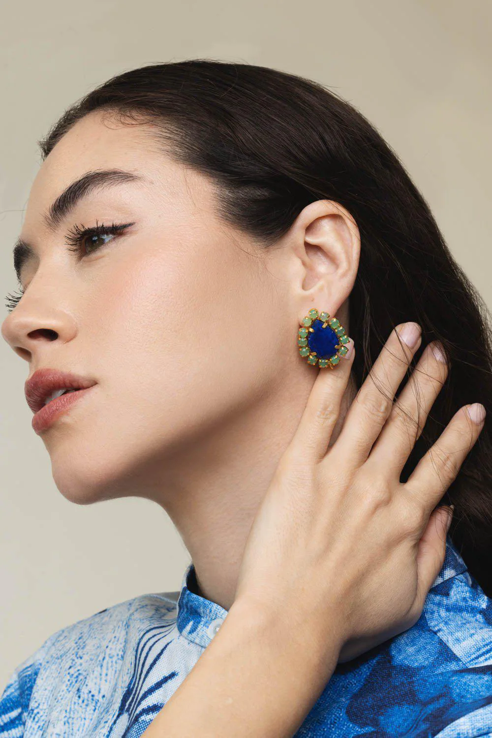 Lapis Chrysoprase Earrings - Image 4