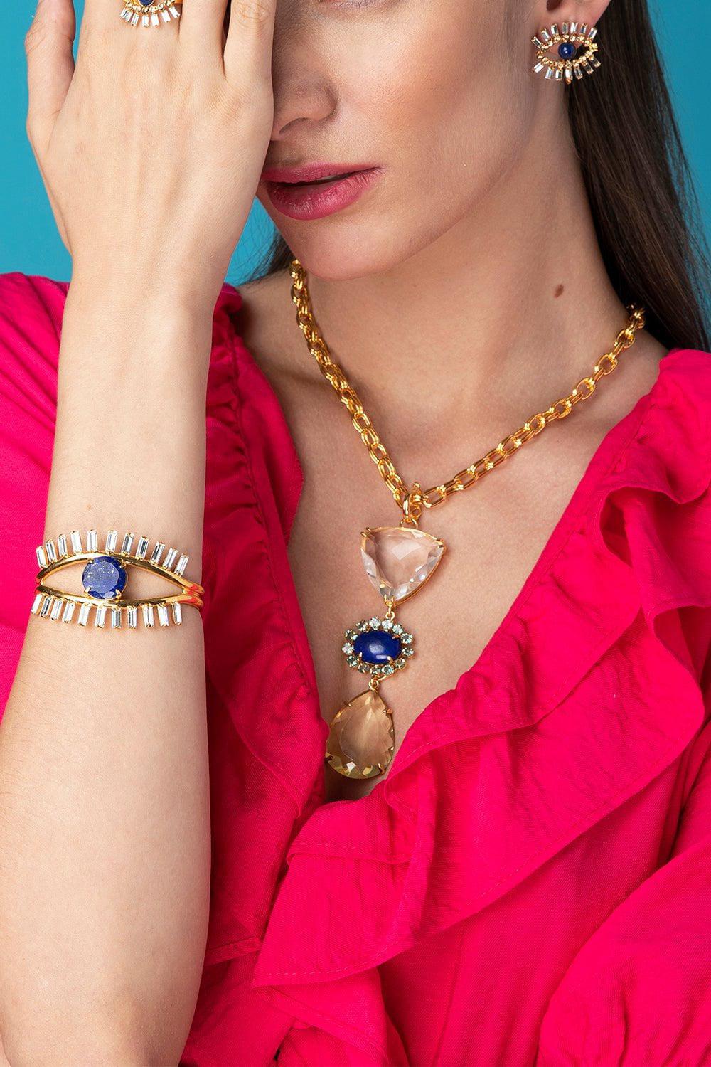 Lapis Evil Eye Earrings - Image 2