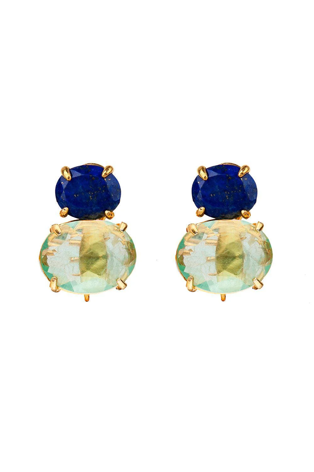 Lapis Green Quartz Earrings