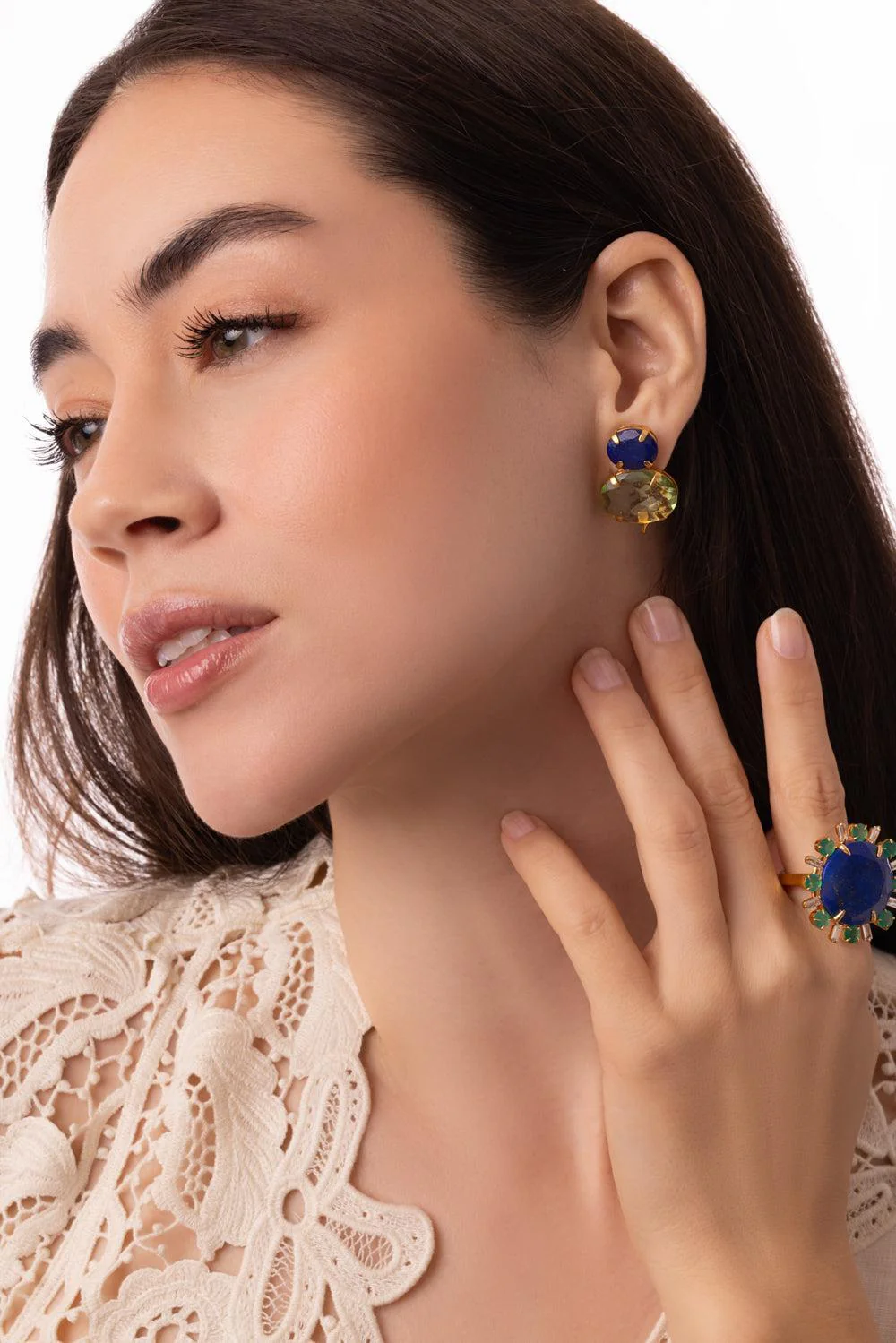 Lapis Green Quartz Earrings - Image 2