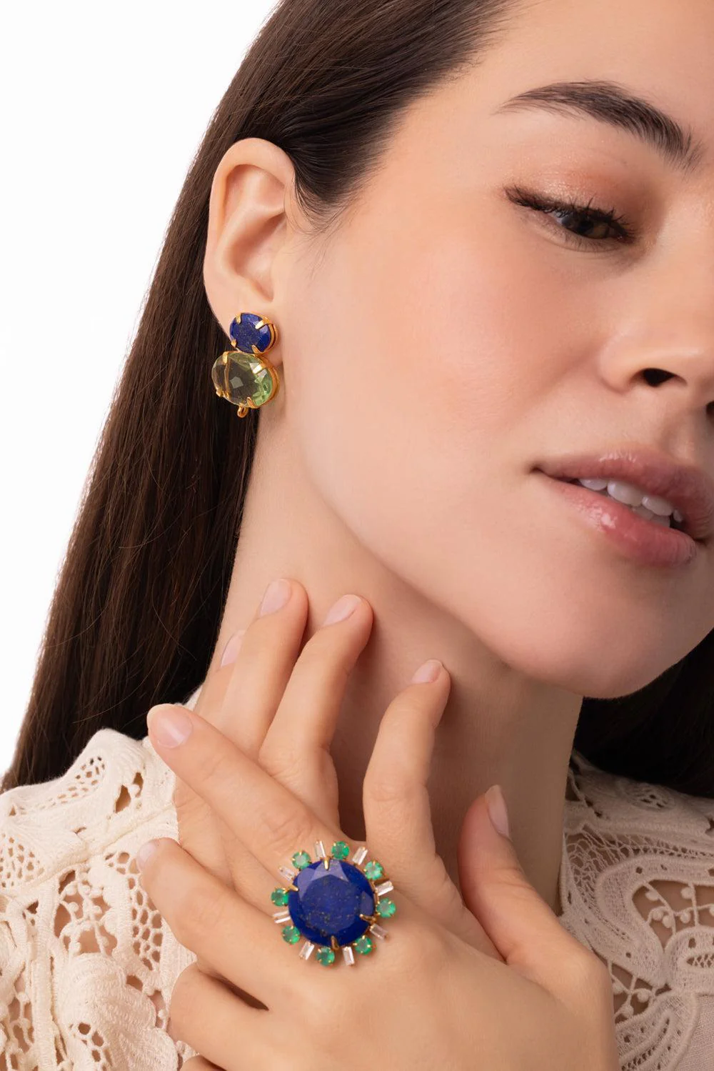 Lapis Green Quartz Earrings - Image 3