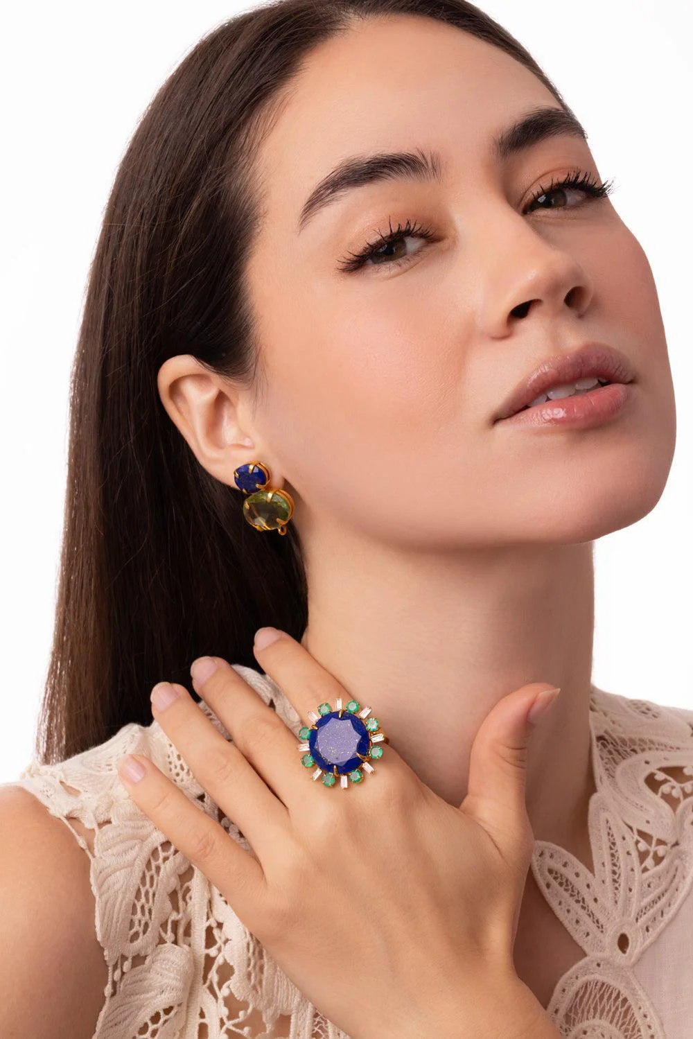 Lapis Green Quartz Earrings - Image 4