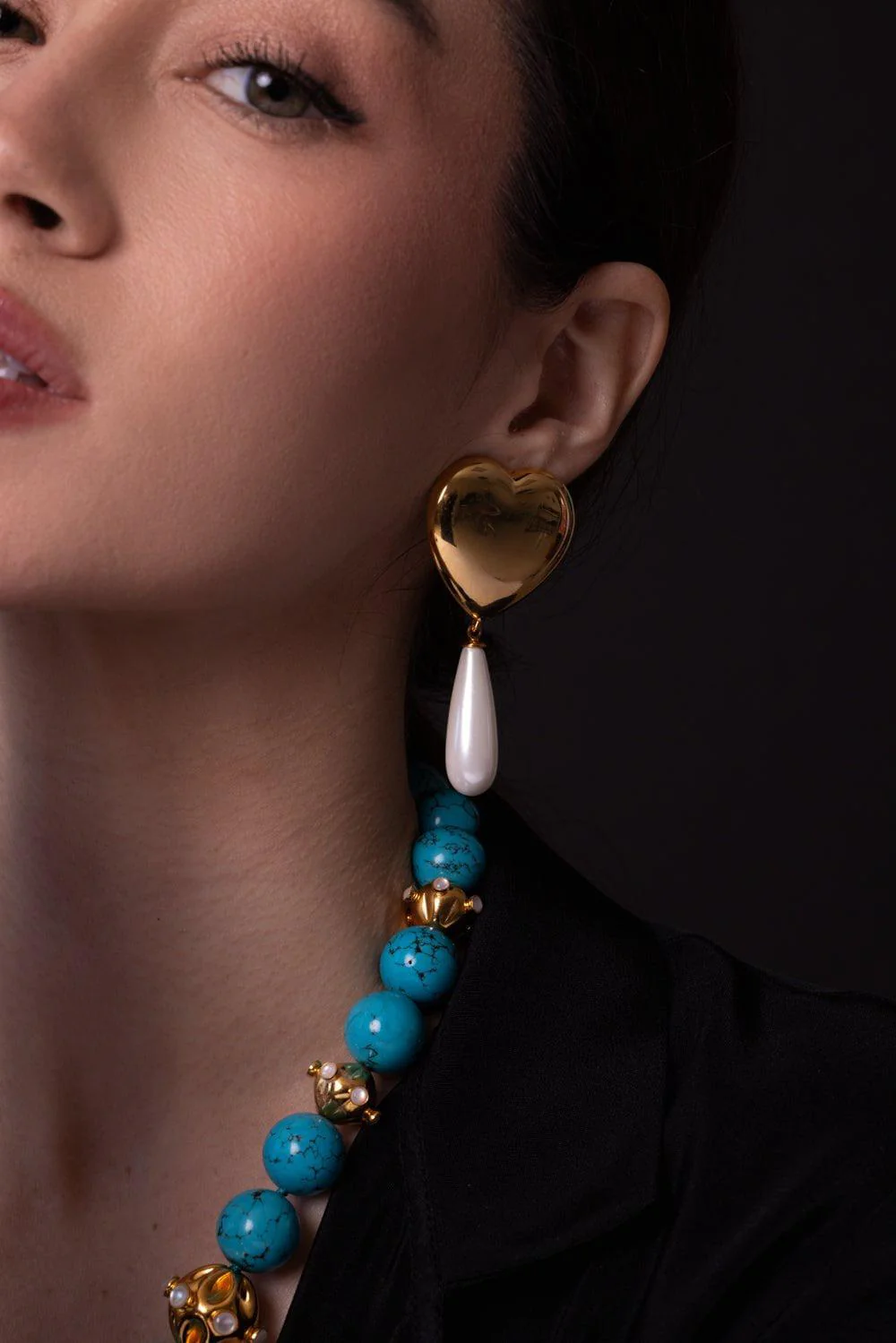 Large Heart Drop Earrings - Image 3