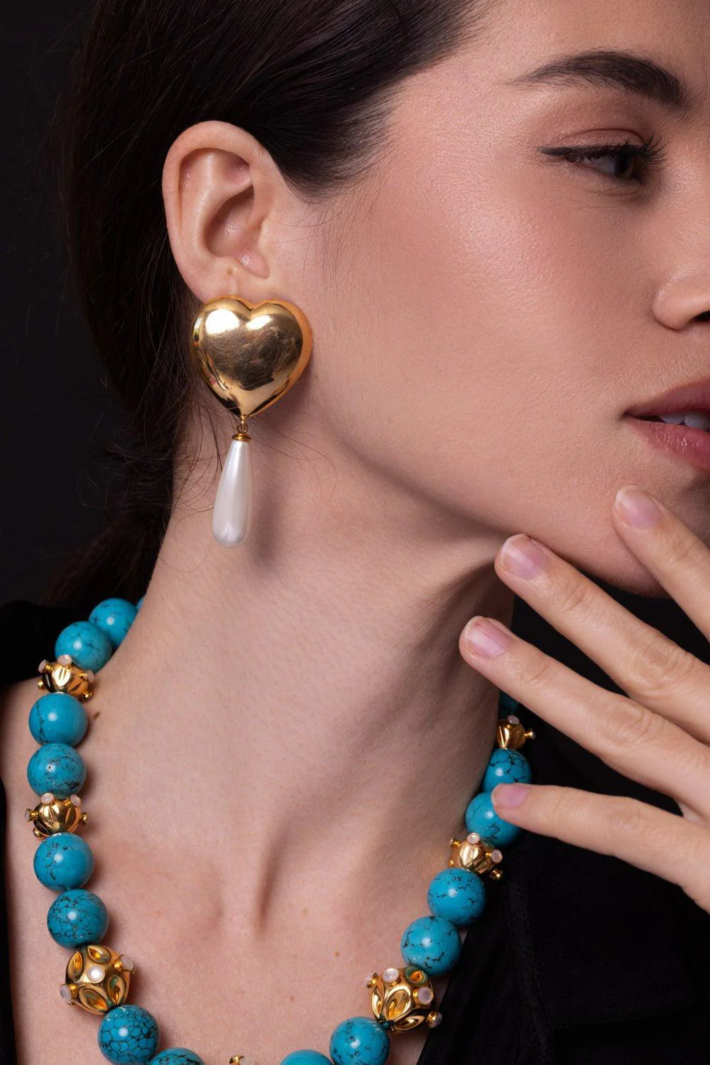 Large Heart Drop Earrings - Image 4