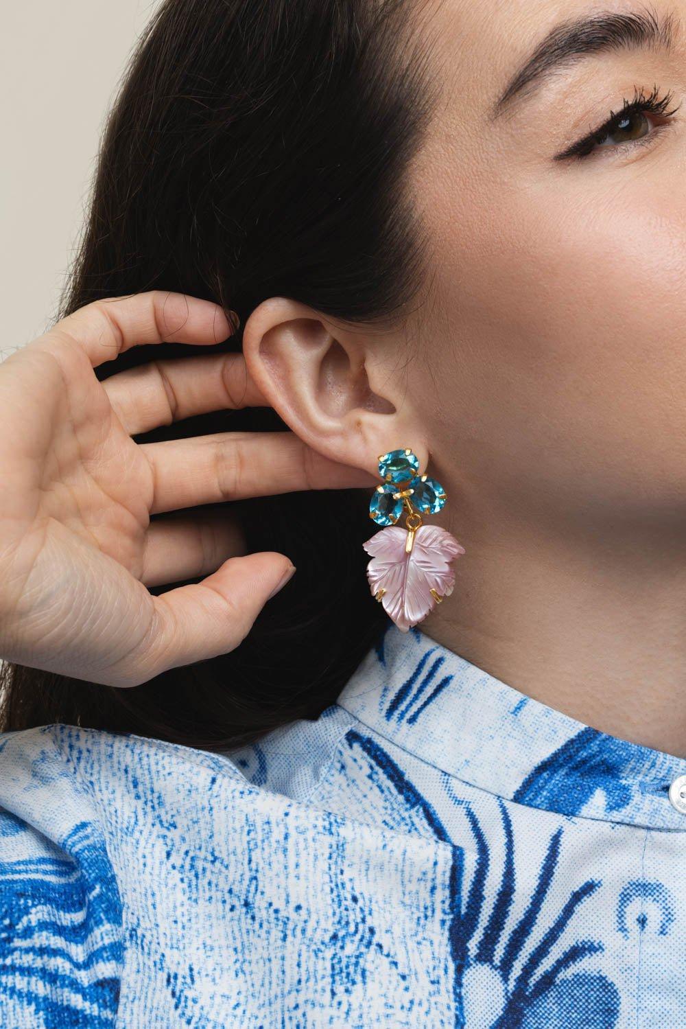Leaf Drop Cluster Earings - Image 4